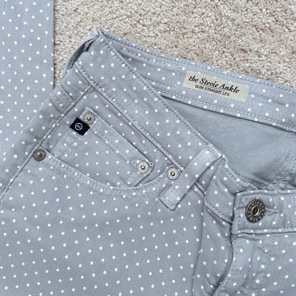 Like new AG gray/light blue with white dot Stevie ankle slim straight si… - Picture 6 of 7
